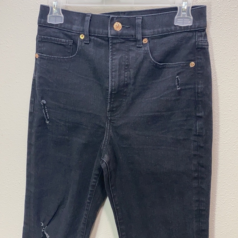 Express‎ slim super high rise distressed jeans in black - Picture 2 of 14